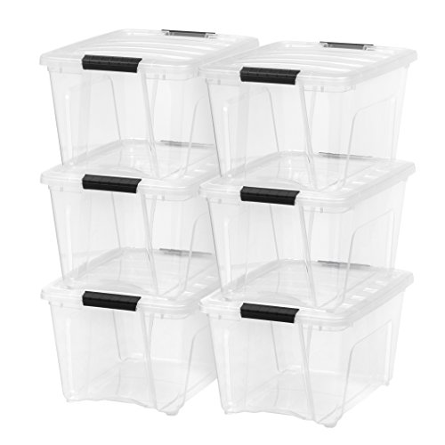 Product Cover IRIS USA, Inc. TB-28 Stack & Pull Box, 31.75 Quart, Clear, 6 Pack