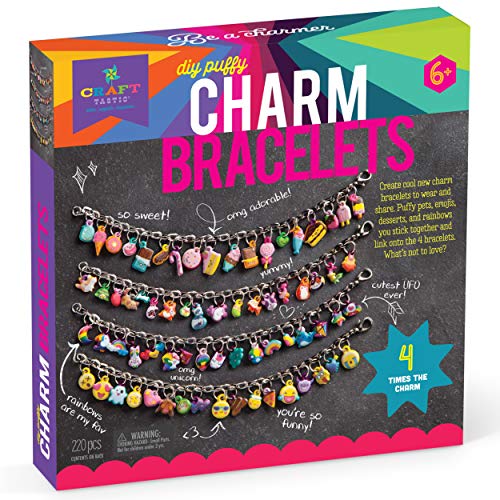 Product Cover Craft-tastic - DIY Charm Bracelets Kit - Craft Kit Makes 4 Customizable Bracelets with Easy DIY Puffy Sticker Charms
