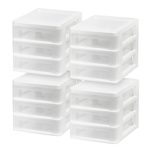Product Cover IRIS USA, Inc. CDD-XS3 Compact Desktop 3-Drawer System, White, 4 Pack