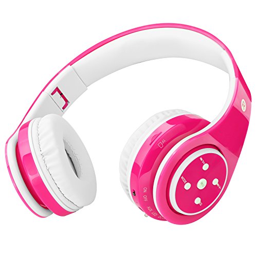 Product Cover Kids Headphones Bluetooth Wireless 85db Volume Limited Childrens Headset, up to 6-8 Hours Play, Stereo Sound, SD Card Slot, Over-Ear and Build-in Mic Wireless/Wired Headphones for Boys Girls(Pink)