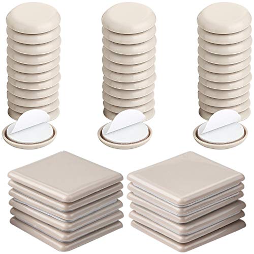 Product Cover Liyic 48 Combo Pack Self-Stick Furniture Sliders for Carpet,12PCS 2.5in.Square Self Adhesive Furniture Mover Glides & 36PCS 1in. Furniture Moving Pads Furniture Glider Carpet Slider Floor Sliders