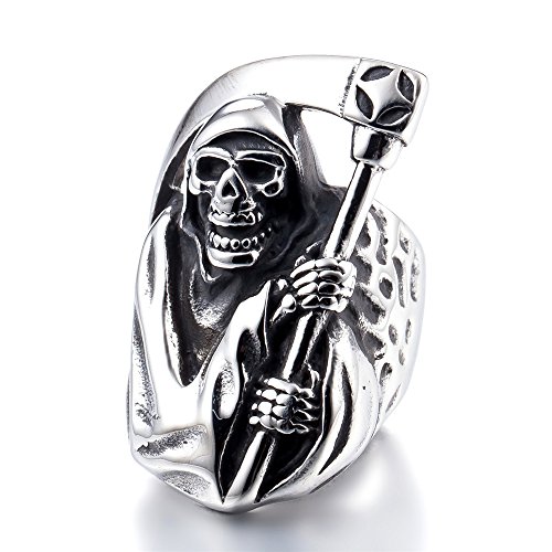 Product Cover ZMY 2018 Mens Fashion Jewelry 316L Stainless Steel Rings Men, Grim Reaper Skull Ring