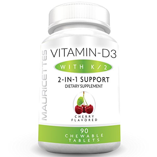 Product Cover Vitamin D3 with K2 Chewable Supplement for Kids and Adults - 2000 IU VIT D 3 & Vitamins K-2 MK7 - Healthy Bone and Heart Health Support - 90 Non-GMO Chewables