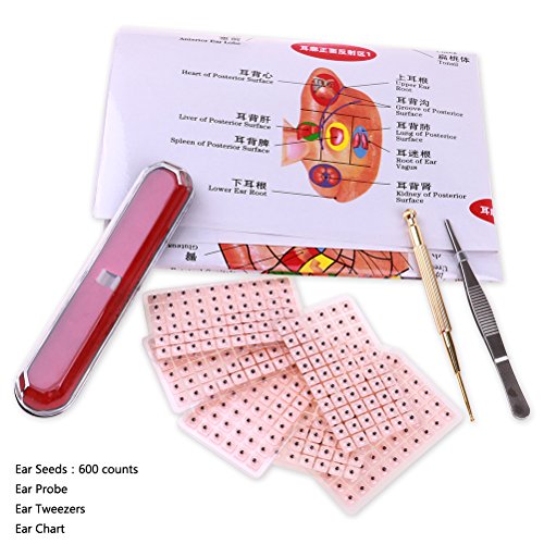 Product Cover Yiphates 600 Counts Ear Seed Kit, 1Pcs Probe, 1Pcs Acupuncture Chart, 1Pcs Tweezers