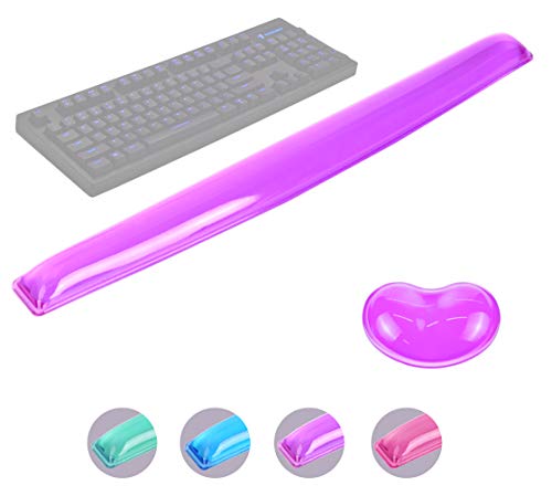 Product Cover ABRONDA Silicone Gel Keyboard Mouse Wrist Rest Set - Gel Keyboard Wrist Rest Pad & Mouse Wrist Rest Support for Office Gaming Computer Laptop Ergonomic Comfortable Pain Relief(Purple Pad Set)
