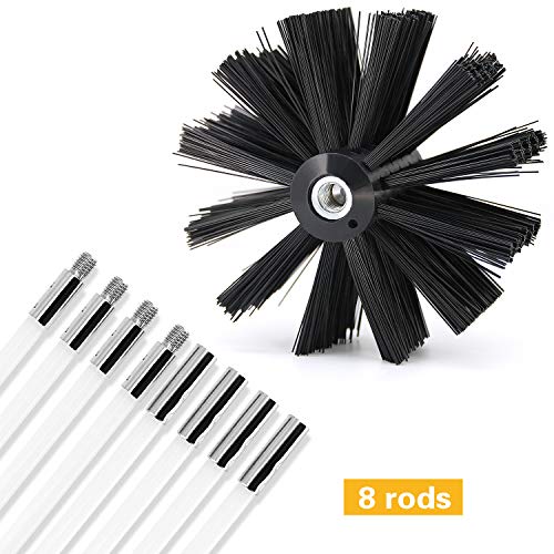 Product Cover Dryer Duct Cleaning Kit Flexible Lint Remover, Can Use with a Power Drill or Without a Power Drill, Includes 8 Flexible Rods, Synthetic Brush Head