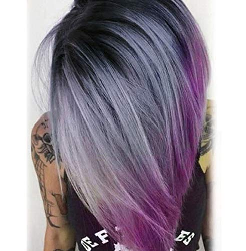 Product Cover aSulis Ombre Wigs Short Bob Wigs Purple Colorful Party Wig Synthetic Daily Wig for Women 13