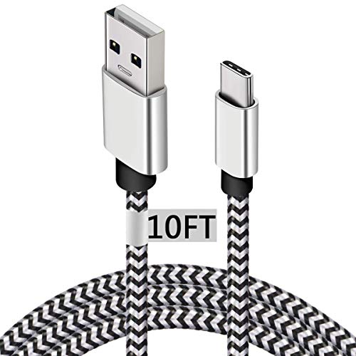Product Cover Deegotech 10FT USB C Cable for Samsung Galaxy S9, Long Nylon Braided USB C Power Cable Fast Charging Data Sync 2.0 Cord for Galaxy S10 S10E S8, Note 10/9/8,Moto Z, Google Pixel, LG V40 THINQ/G7 G6/V30