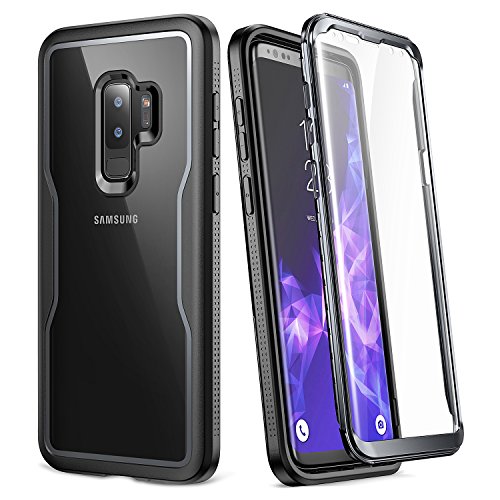 Product Cover Galaxy S9+ Plus Case, YOUMAKER Crystal Clear with Built-in Screen Protector Full-Body Heavy Duty Protection Slim Fit Shockproof Case Cover for Samsung Galaxy S9 Plus (2018) - Clear/Black