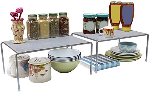 Product Cover INDIAN DECOR Metal Expandable Stackable Kitchen Cabinet and Counter Shelf Organizer, Standard(Grey)