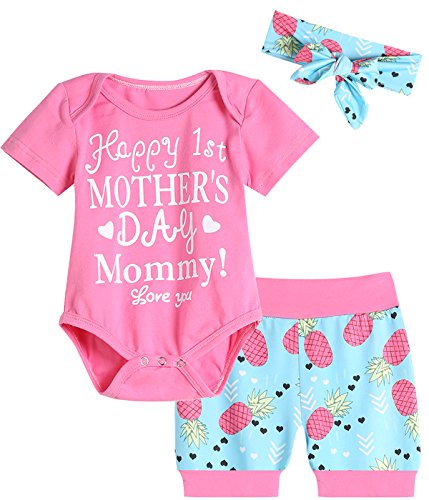 Product Cover Singcoco 3PCS Short Set Baby Girls Happy First Father's Day Romper