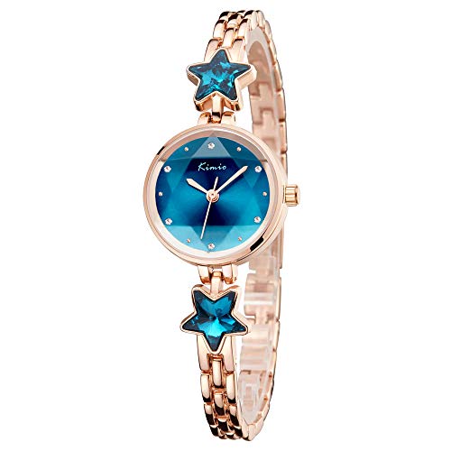 Product Cover Tayhot Women Bracelet Watches,Women's Quartz Watches,Crystal Dial Womens Watches,Ladies Girls Analog Watches,Luxury Womens Rhinestone Watch with Blue Dial/Rose Gold Band