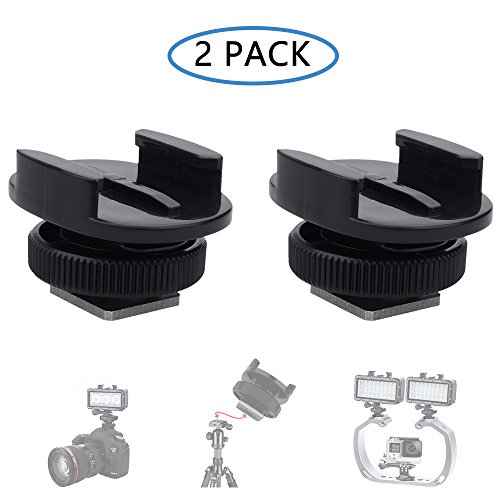 Product Cover Suptig Mount Light Adapter Cold Shoe Mount Adapter for SLR Camera Gopro Camera Suptig Light and Other Action Cameras (2 Pack) Black
