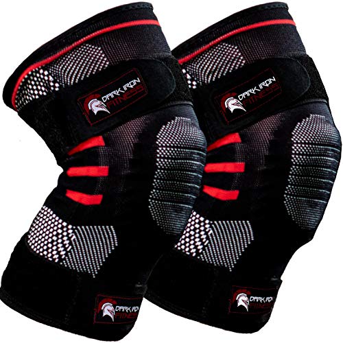 Product Cover Weightlifting Knee Sleeves for Crossfit Powerlifting and Weight Training - 1 Pair of Compression Sleeve Wraps for Knees with Power Lifting Padded Support Stabilizer Brace to Squat Better