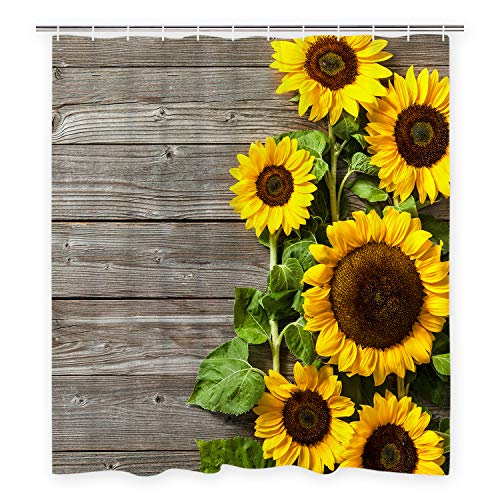 Product Cover Bathroom Shower Curtain Sunflower Shower Curtains Set 12 Hooks Included, Waterproof Durable Fabric Bath Curtains Odorless Bathroom Decoration