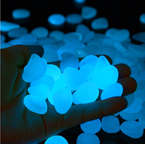 Product Cover Little Garden Gnome 300 Pcs Glow in The Dark Pebbles for Walkways and Decor | Decorative Stones for Gardens, Yards, Lawns, Driveways, Plants, Aquarium | Electric Blue
