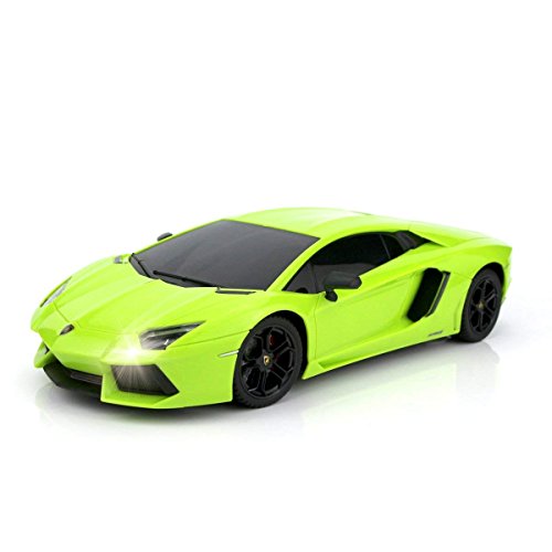 Product Cover QUN FENG RC Car 1:18 Lamborghini Aventador Radio Remote Control Cars Electric Car Sport Racing Hobby Toy Car Grade Licensed Model Vehicle for Kids Boys and Girls Best Gift (Green)