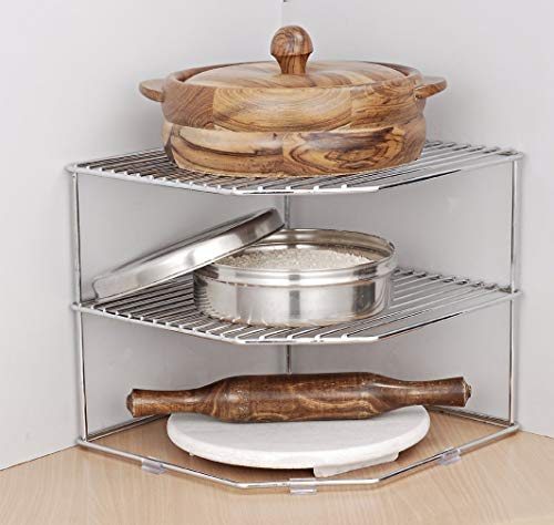 Product Cover Indian Decor Metal Multipurpose Kitchen Shelf (11X11X9.5Cm, Silver)