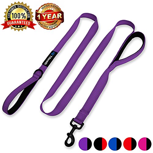 Product Cover Tifereth Heavy Duty Dog Leash Reflective Nylon Dog Leash 2 Handles Padded Traffic Handle for Extra Control 6 ft Long Perfect for Medium to Large Dogs (Purple)...
