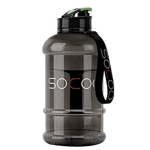 Product Cover SOCOO 1.0-2.2L Water Jug Motivational Workout Fitness Bottle/BPA-Free for Gym Athletic Outdoor Plastic Sports (1.3L Black)