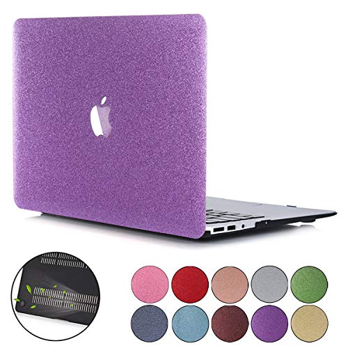 Product Cover PapyHall MacBook Air 13 inch Case, New Bling Bling Crystal Rubberized Coated Hard Cover Case Colored Glitter Design Plastic Hard Case for Macbook Air 13 inch Model : A1369/A1466 (SS-Purple)