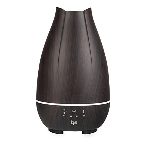 Product Cover HealthSmart Aromatherapy Essential Oil Diffuser and Cool Mist Humidifier with 500ML Tank Ideal for Large Rooms Features Adjustable Timer, Mist Mode and 7 LED Light Colors, Brown