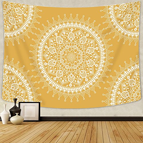 Product Cover Arfbear Bohemian Tapestry, Mandala Hippie Popular Wall Hanging Tapestry Warm Golden Orange Beach Blanket (medium-59 x 51 in) ... B07CCKV89W
