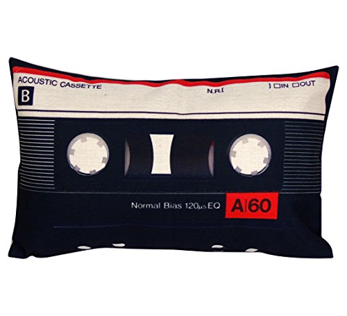 Product Cover DECOPOW Cassette Tape Throw Pillow,Gift to Geeks Throw Pillow Covers 12 X 20 Inches