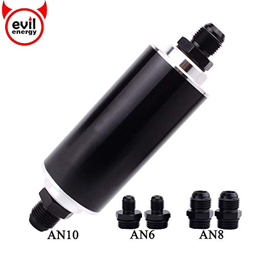 Product Cover EVIL ENERGY Inline 100 Micron Fuel Filter 6AN 8AN 10AN Adapter Universal 50MM