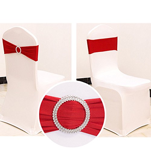 Product Cover 2013Newestseller 50PCS Spandex Chair Sashes Bows Elastic Chair Bands With Buckle Slider Sashes Bows For Wedding Party Ceremony Reception Banquet Decorations (Red)