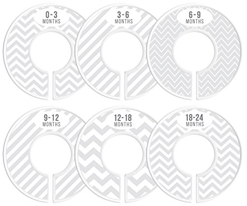 Product Cover Baby Closet Size Dividers, Light Grey, Set of 6 Organizers, Stripe, Chevron