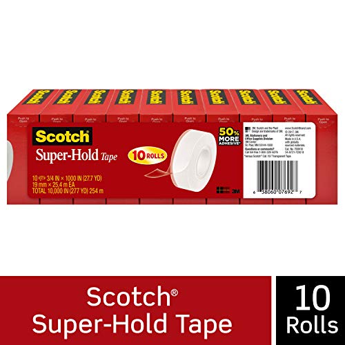 Product Cover Scotch Brand Super-Hold Tape, Our Most Secure Tape, Clear Finish, Photo-Safe, Engineered for Sealing, 3/4 x 800 Inches, Boxed, 10 Rolls (700S10)