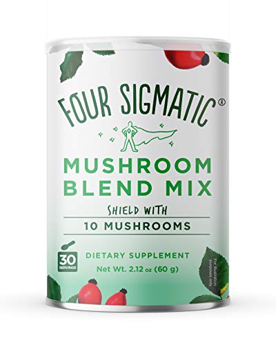 Product Cover Four Sigmatic 10 Mushroom Blend - Lions Mane, Reishi, Chaga, Cordyceps, Enoki, Maitake, Shiitake, Tremella, Meshima, Agaricus Blazei - Dual-Extract Superfood Mushroom Powder - 60g - 30 servings