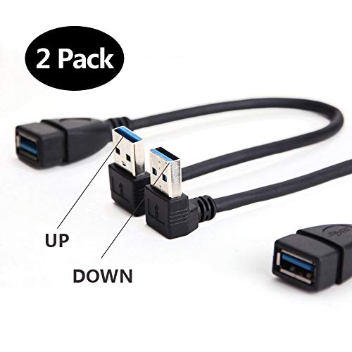 Product Cover SuperSpeed USB 3.0 Male to Female Extension Data Cable Up and Down Angle 2PCS by Oxsubor(20CM,8IN)
