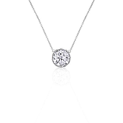 Product Cover Beyond Love 2.25 Ct Round Cut 5A Cubic Zirconia CZ Birthstone Solitaire Pendant Necklace for Women Crown Set (15.5