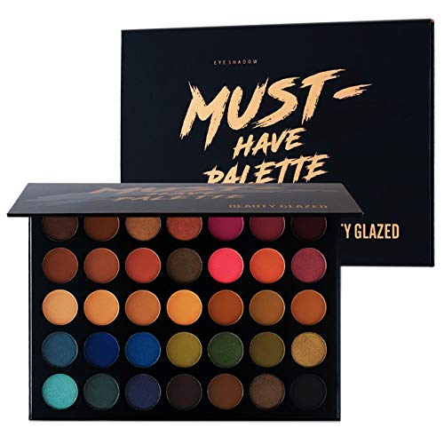Product Cover Beauty Glazed Make Up Eyeshadow Palette 35 Colors Blendable Chunky Pigmented Matte and Shimmer Pop Colors Eye Shadow Powder Waterproof Eye Shadow Palette Cosmetics Christmas Gifts