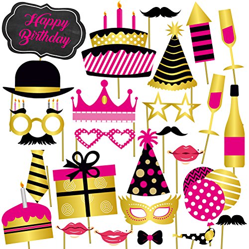 Product Cover Party PropzTM Happy Birthday Photo Props Set of 21 Pieces / Birthday Party Props for Kids / Happy Birthday Party Supplies / Birthday Decoration / Birthday Photo Booth