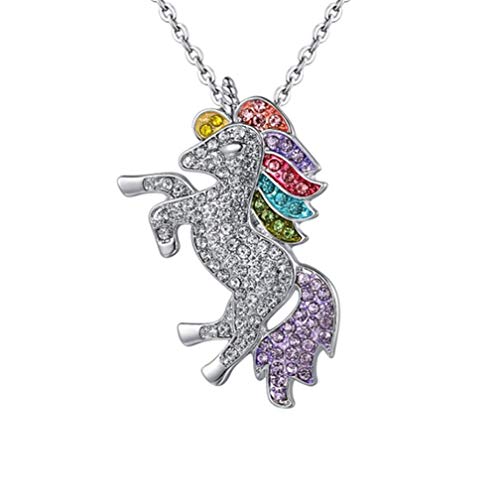 Product Cover Myhouse Women Girls Beautiful Rhinestone Unicorn Necklace Sweater Chain Pendant Alloy Gifts Charms Findings