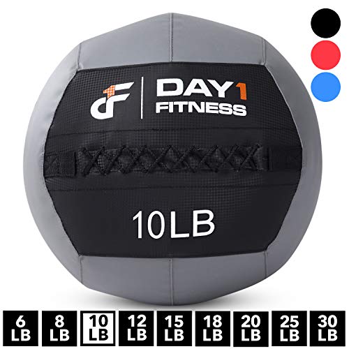 Product Cover Day 1 Fitness Soft Wall Medicine Ball 10 Pounds - for Exercise, Physical Therapy, Rehab, Core Strength, Large Durable Balls for TRX, Floor Exercises, Stretching
