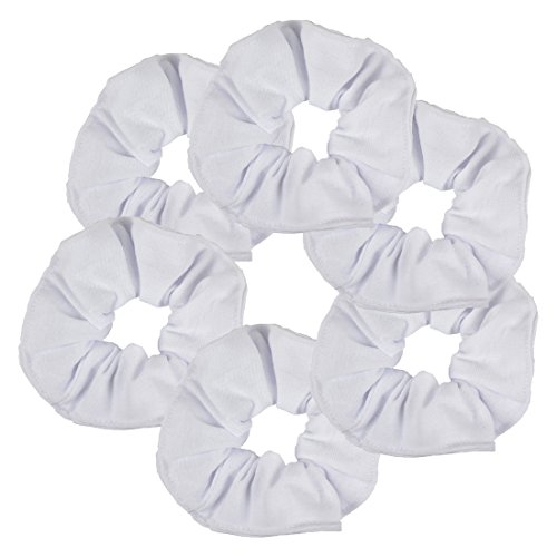 Product Cover 6 Pack Large Solid Scrunchies Hair Elastics-White