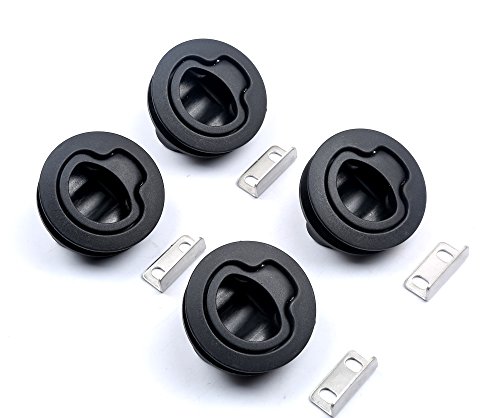 Product Cover Thorn Boat 2'' Flush Pull Slam Latch Black Plastic Round for RV Boat Marine Deck Hatch 1/2'' Door Cabinet Hardware Pack of 4 PCS