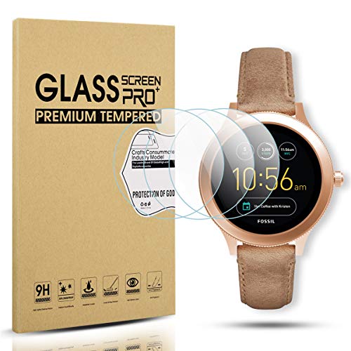 Product Cover Diruite 3-Pack for Fossil Q Venture Gen 3 Screen Protector, 2.5D 9H Hardness Tempered Glass Screen Protector for Q Venture Smart Watch