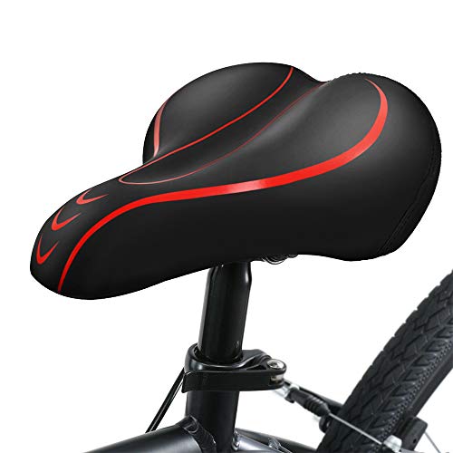 Product Cover Yoleo Bike Seat, Comfortable Gel Bicycle Seat Memory Foam Waterproof Bicycle Saddle, Dual Shock Absorbing Ball Universal Replacement for Men Women/Indoor-Outdoor