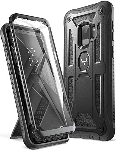 Product Cover YOUMAKER Galaxy S9 Case, Heavy Duty Protection Kickstand with Built-in Screen Protector Shockproof Case Cover for Samsung Galaxy S9 5.8 inch (2018 Release) - Black