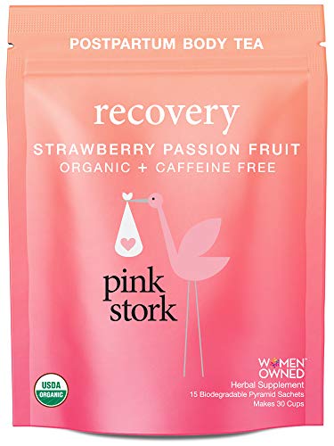 Product Cover Pink Stork Recovery: Strawberry Passion Fruit Postpartum Tea, USDA Organic, Support Healthy Labor Recovery + Restores Nutrients, Biodegradable Sachets, 30 Cups