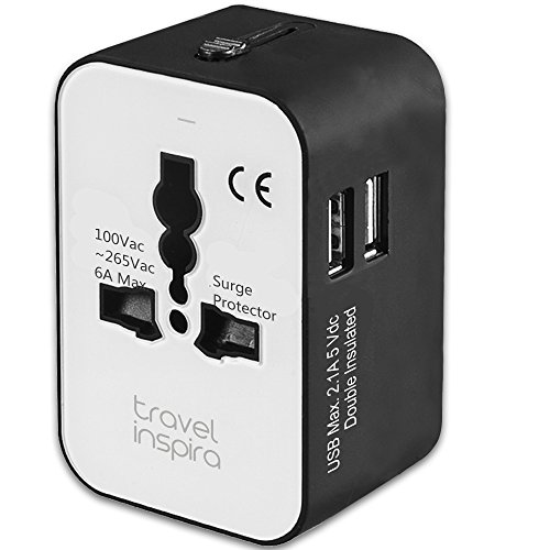 Product Cover Travel Adapter, Worldwide All in One Universal Power Adapter AC Plug International Wall Charger with Dual USB Charging Ports for USA EU UK AUS European Cell Phone Laptop