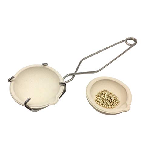 Product Cover Small Melting Ceramic Crucible Dish Cup Set of 2 Melting Gold Silver Copper With Whip Tongs Handle 2A