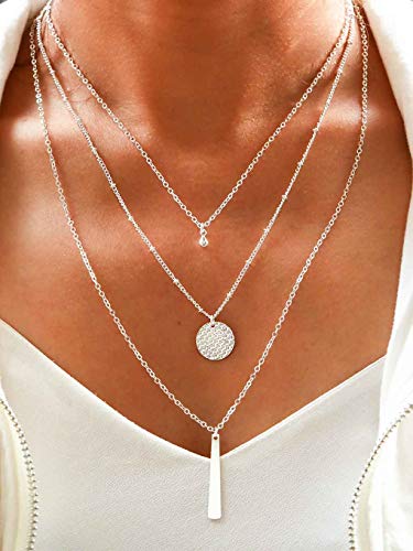 Product Cover Tgirls Boheo Lrregular Alloy Rod Layered Tassel Necklace XL-54 (Silver)