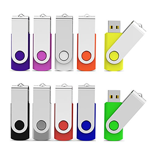 Product Cover Aiibe 10 Pieces 2GB USB Flash Drive Colorful Memory Stick Thumbdrives (Mix Colors : Black Blue Red Green Orange White Yellow Pink Purple Silver)