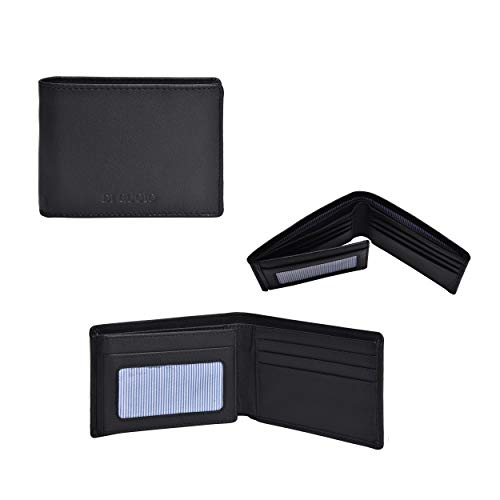Product Cover Di Cuoio Wallet for Men-Genuine Leather RFID Blocking Bifold Stylish Wallet (Black)